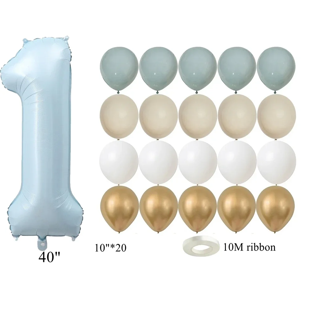 22 teile/satz Baby Blau Serie Latex Ballon Vintage Blau Folie Anzahl Ballon Für jungen Geburtstag Party Jahrestag Dekoration Versorgung – Detail 4