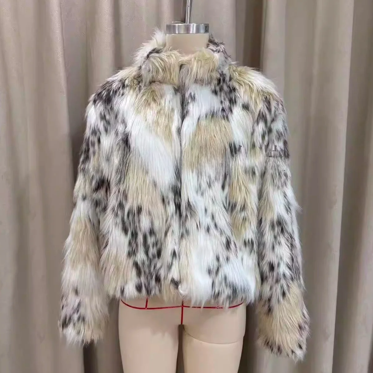 Fashionable Loose Long Sleeve round Neck Fur Coat Women's Premium Quality Artificial Leather Warmth  Knot European S...