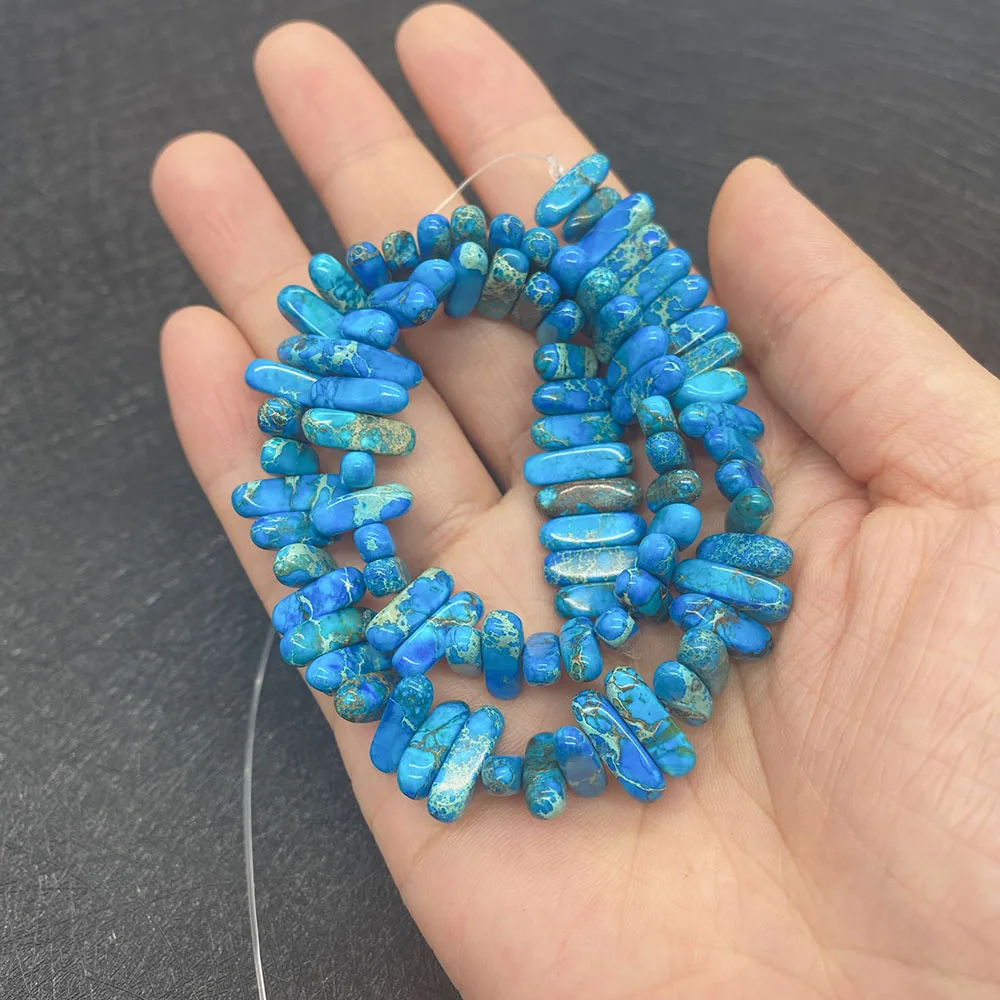 

Colorful Natural Stone Polished Irregular Shape Horizontal Hole Loose Long Strip Turquoise Beads DIY Accessories for Necklaces