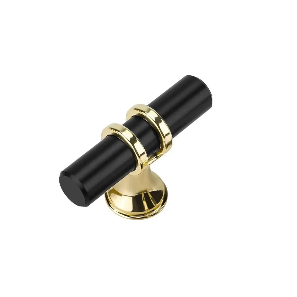 1Pc Single Hole Cabinet Knobs Aluminum Alloy Door Knob Matte Black and Gold Cupboard Handle for Drawers T Bar Kitchen Hardware