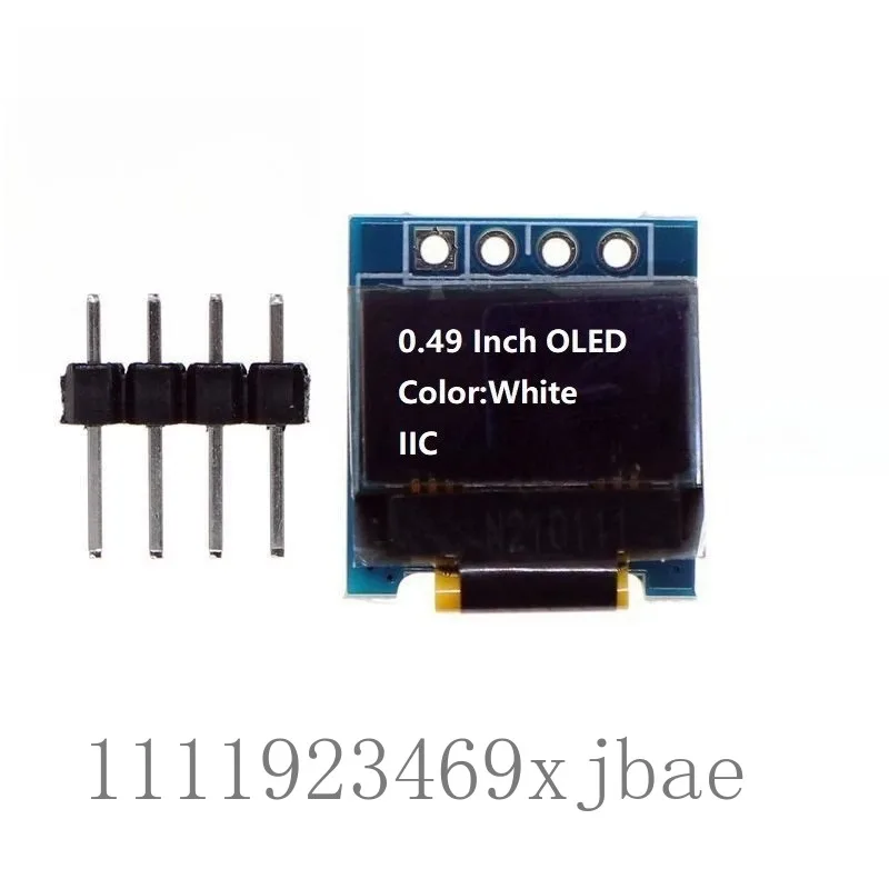 0.49 Inch White 4-Pin I2C IIC OLED Display Screen Breakout Module Compatible With SSD1306 Driver Chip