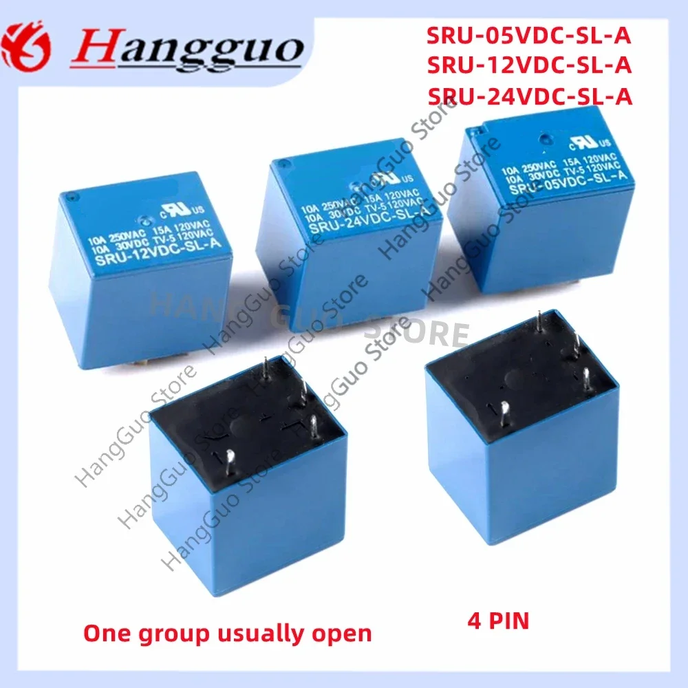 5PCS/Lot Original SRU-05V 12V 24VD-SL-A 4PIN A set of normally open SRU-05VDC 12VDC 24VD-SL-C 5-pin 10A 15A power relays