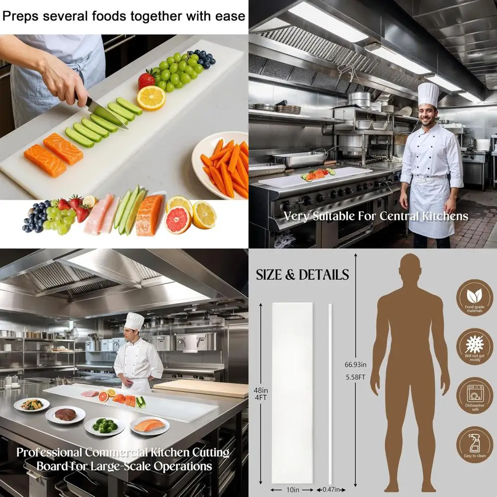 

Durable Plastic Cutting Board, Dishwasher Safe, 48 x 10 x 0.5, Heavy Duty for Restaurants, Replacement for M10305M0002