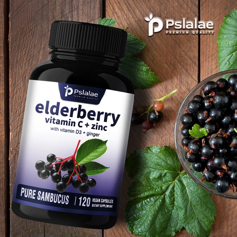 

Elderberry with Vitamin C+Zinc - Supports A Healthy Immune System,Antioxidant Levels and Improved Nutrient Absorption Supplement