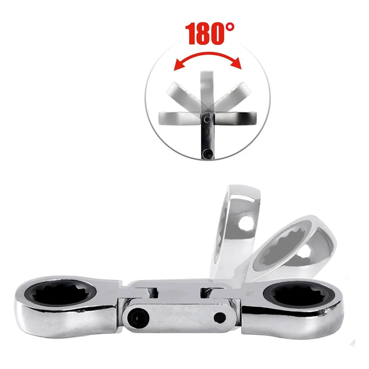 Conjunto de chave de catraca flexível toubby de 5 peças combinação métrica SAE 72 dentes, folheado a níquel com bolsa de rolamento