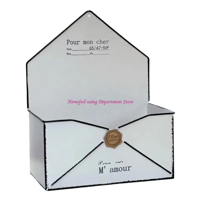  Wall Mounted Metal Flower Holder, Envelope Pocket with Hanging Slot for Garden Wall Fence Balcony Entry Display