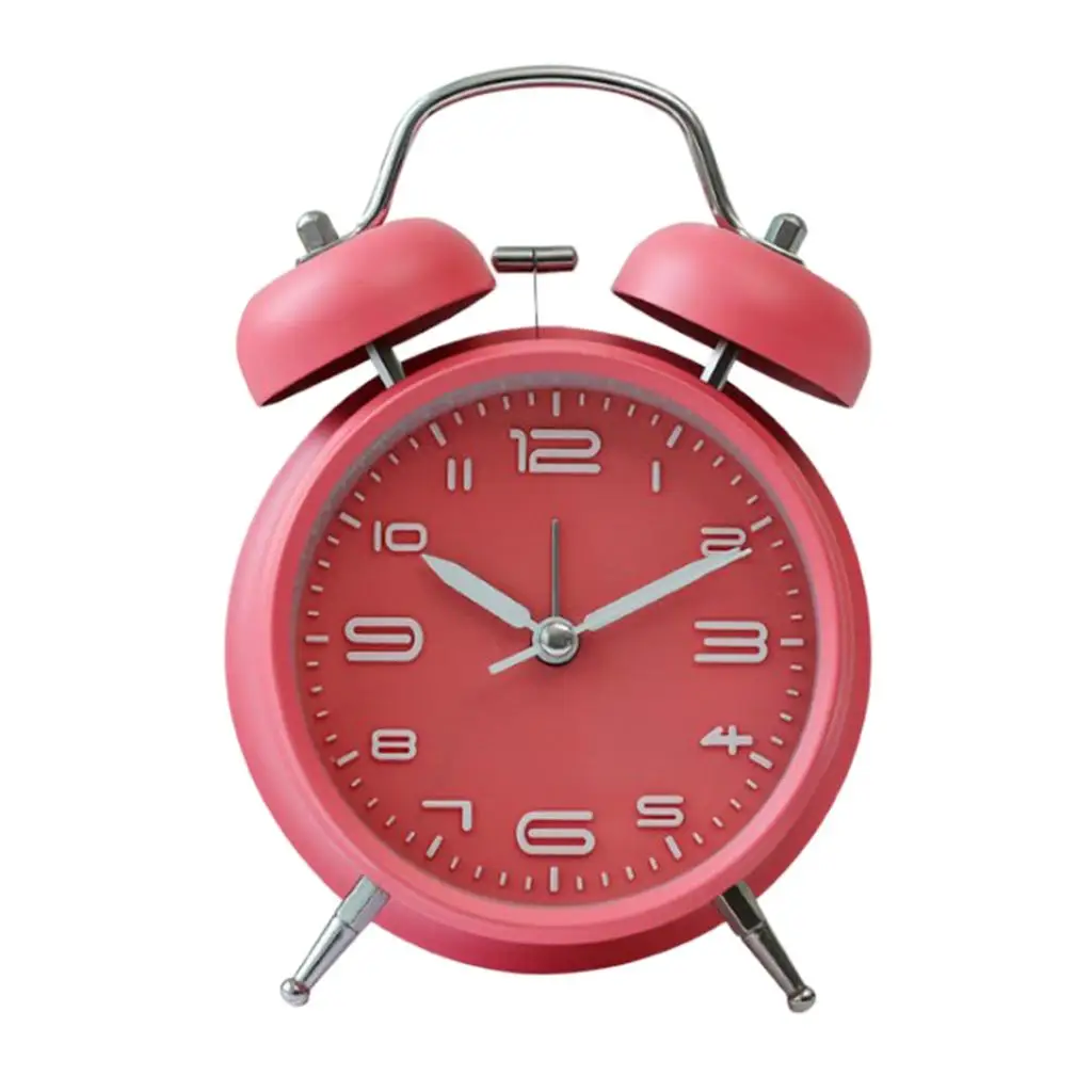 Classic Analog Mechanical Alarm Clock Twin Bell Strong Ring Mute Sweep Bright Dial for Student Desk