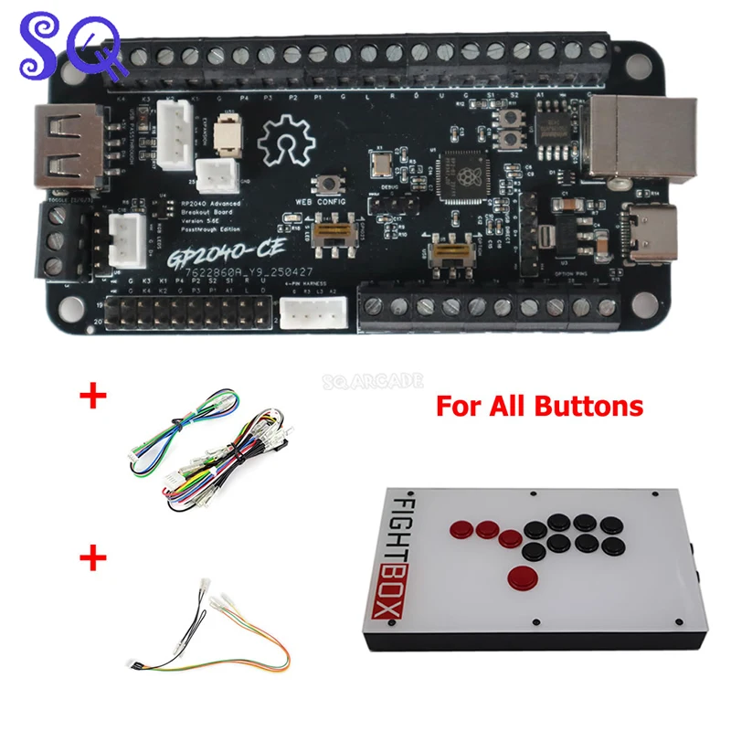 Advanced Breakout Board GP2040-CE Raspberry Pi RAC PICO Game Joystick Control Chip Kit Zero Delay RGB LED Multi Input Mode