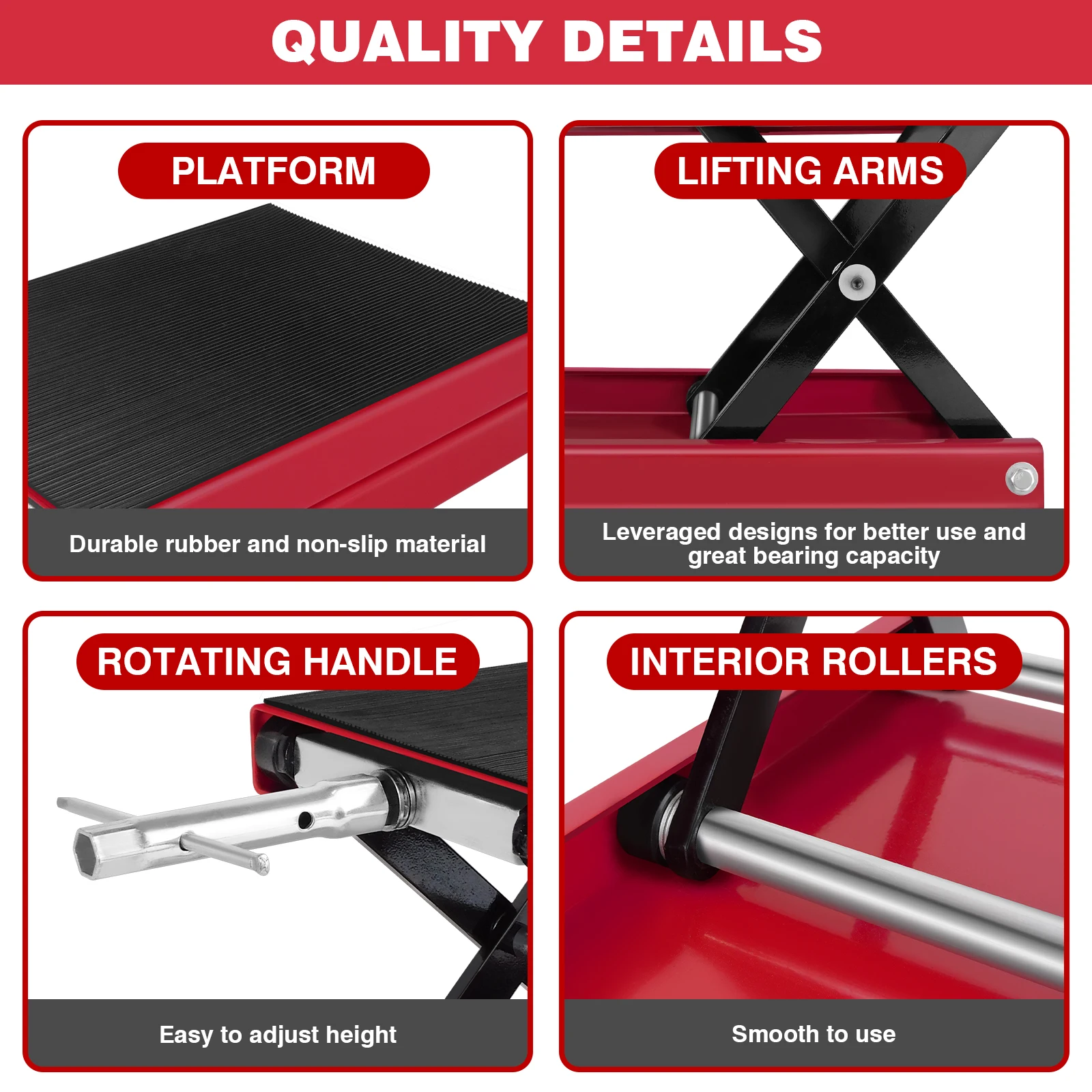 أداة إصلاح الدراجات النارية الثقيلة ، مركز جاك ، رفع مقص ، سطح واسع ومقبض ، 1100 رطل