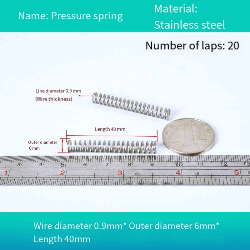 

Toilet Spring Press Spring Stainless Steel Wire 1.0 Wire Diameter 0.9 Size Length 304 Compression Return Y Mechanical Spring