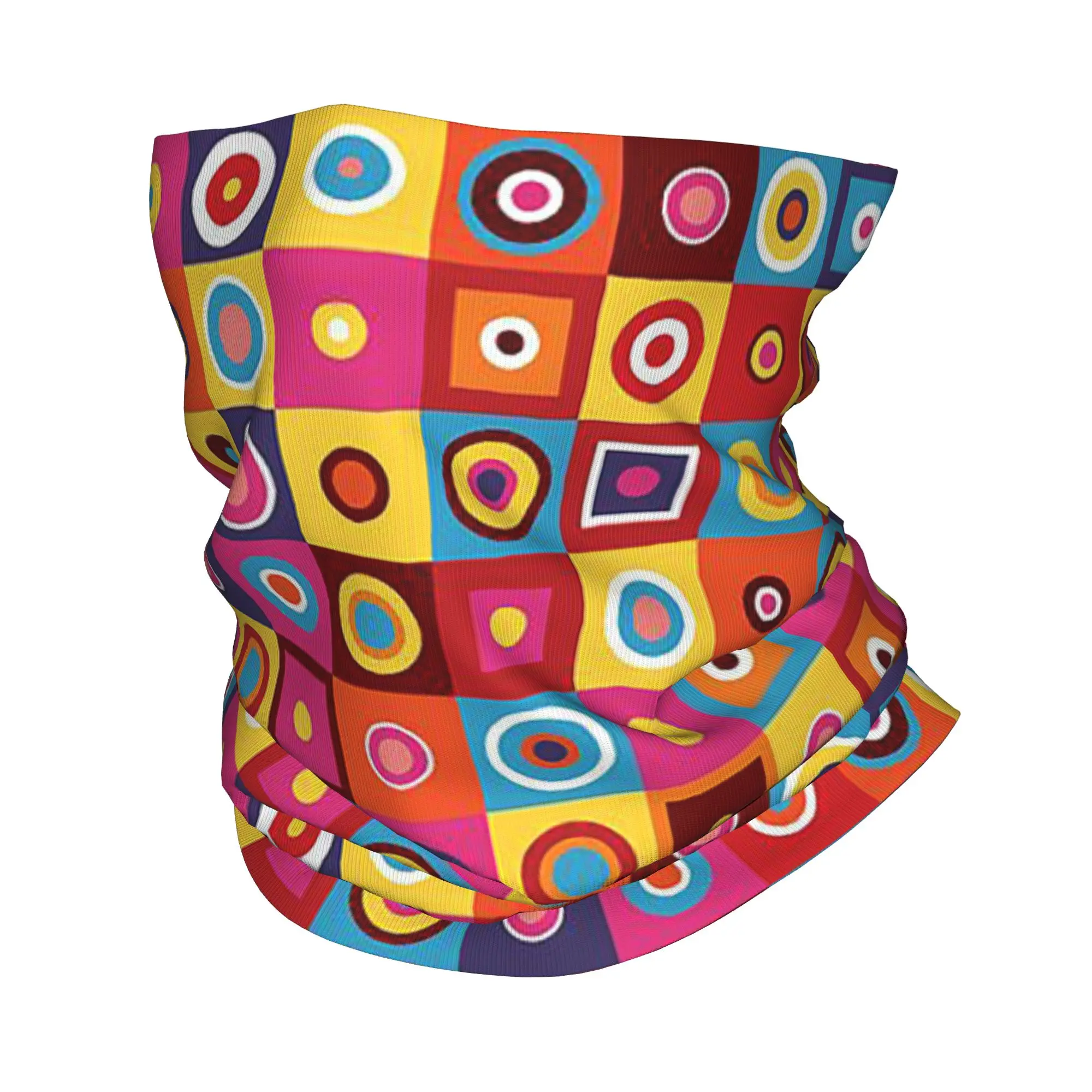 Squares and Circles Colorful Wassily Kandinsky Bandana Neck Gaiter Printed Wrap Scarf Cycling Scarf Cycling For Men Women Adult