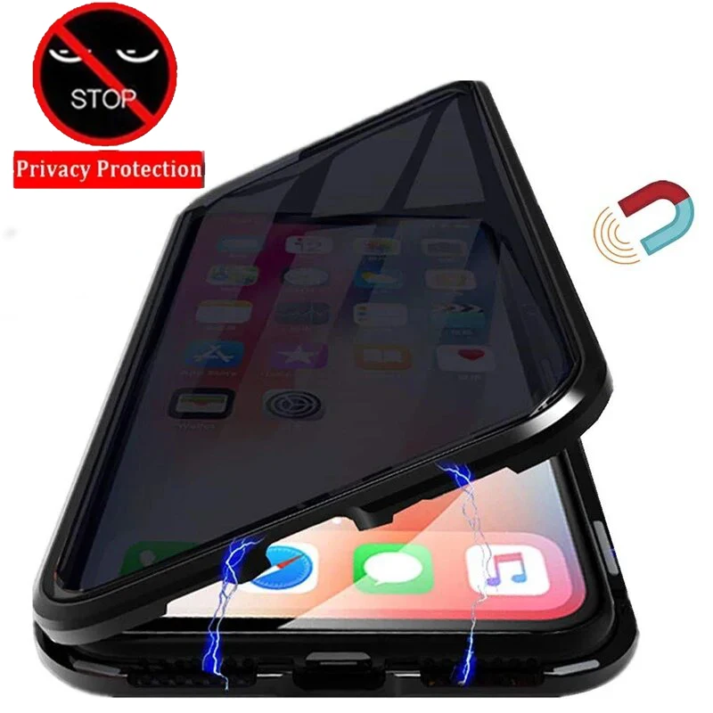 

Anti Peep Privacy Tempered Glass Magnetic Metal Cases For Poco X7 M8 F6 X6 F8 F7 Ultra F5 X8 Pro Max Protection Cover Phone Case