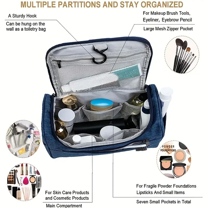 Multi-functional Travel Toiletry Storage Bag Men's Handheld Hook Large Capacity Organizer Portable Toiletry Pouch for Travel Use