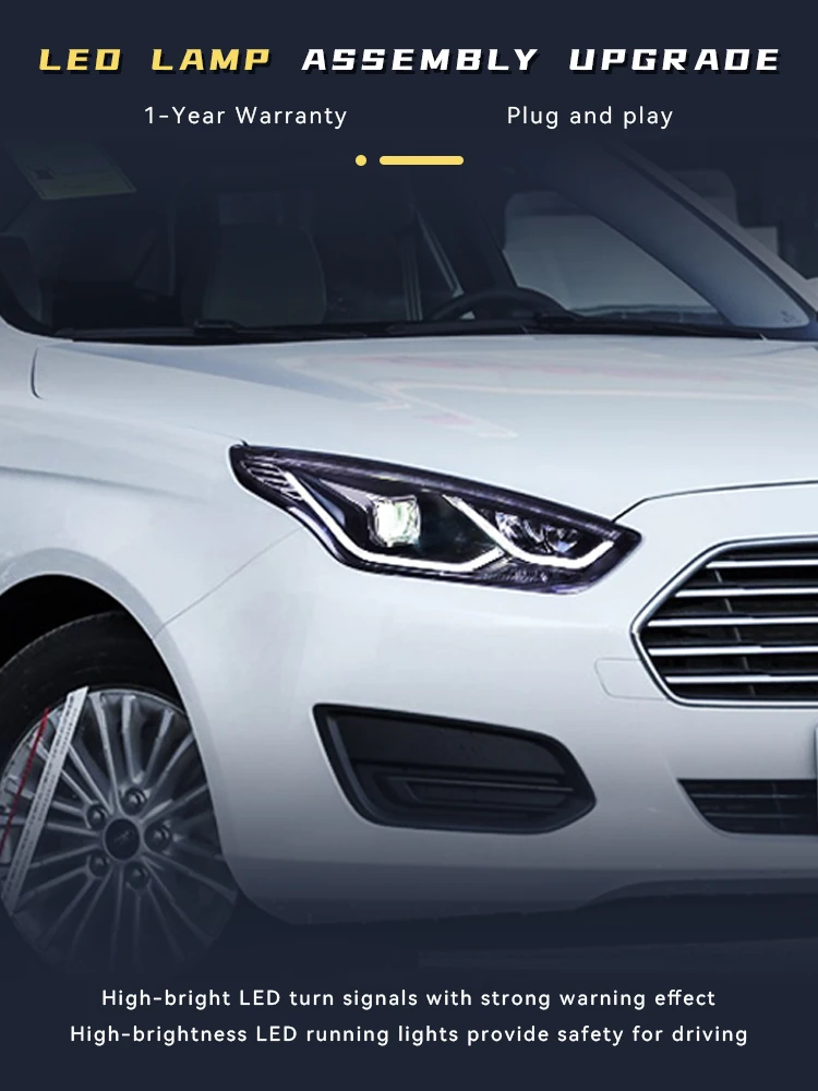 

Автомобильные аксессуары для Ford Escort 2015-2017, передний фонарь DRL, новая фара, светодиодный объектив проектора, фары, инструменты для транспортных средств, автоматические