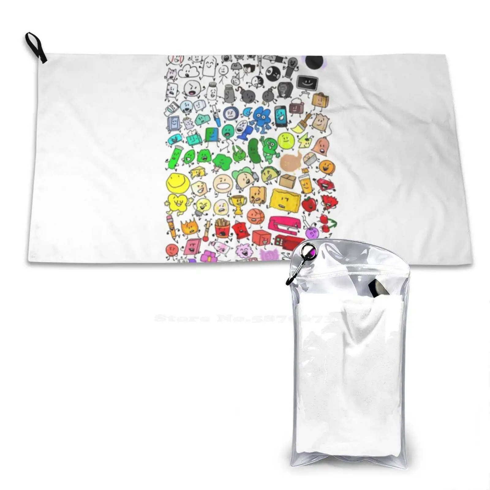 Bfdi Inanimate All Characters ( Transparent ) Microfiber Quick Dry Towel Beach Towel Fourx Bfb X Bfdi X Bfb Four X Inanimate