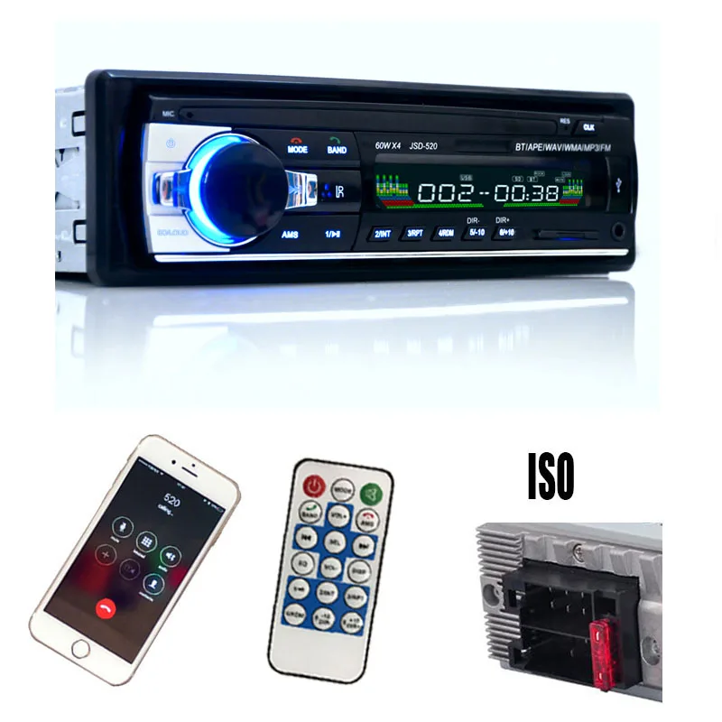 4 Channel 60W In Dash Car Stereo Bluetooth MP3 Player FM Radio USB SD AUX 12V Car Audio