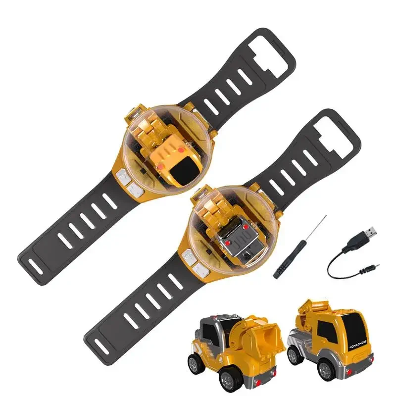 Kids Watch Remote Control Engineering Truck 2.4G Rechargeable Wearable Construction Vehicle Portable Toy Gift