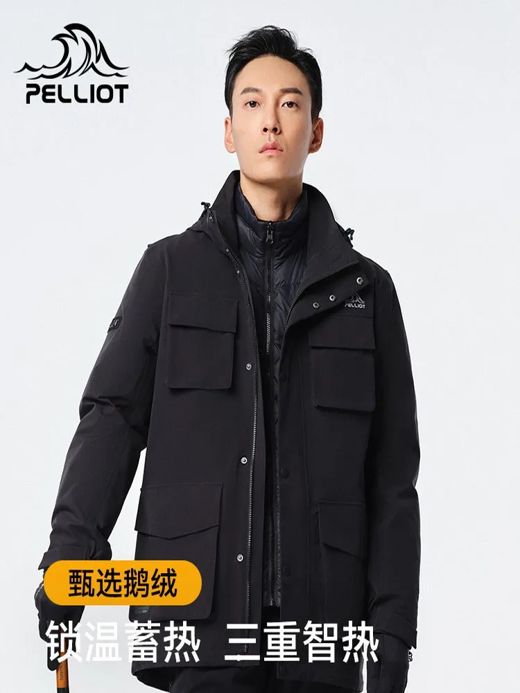 PELLIOT Three-in-one Charge Jacket Goose Down Men's Jacket Warm Autumn And Winter Down Jacket Tibetan Mountaineering Suit