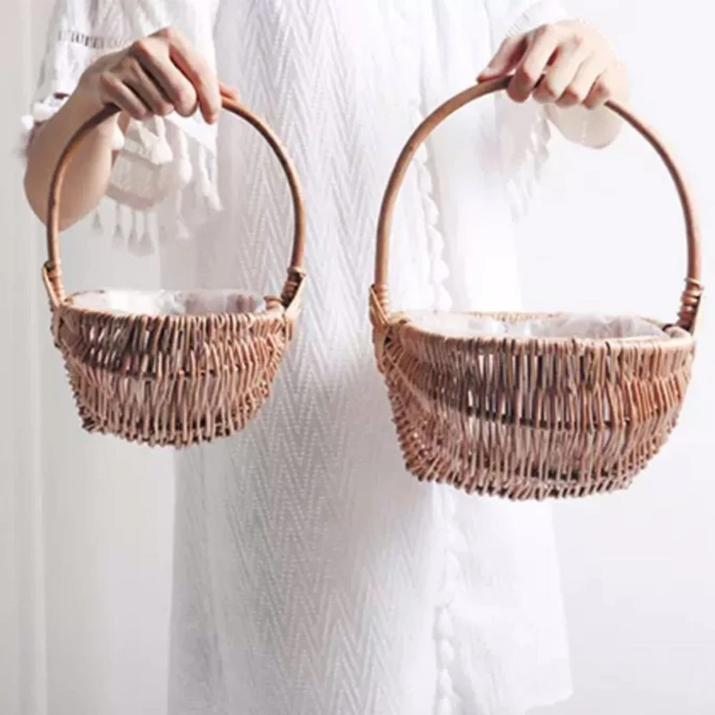 Giỏ hoa dệt tay có tay cầm Đồ tổ chức đa năng Trang trí gia đình