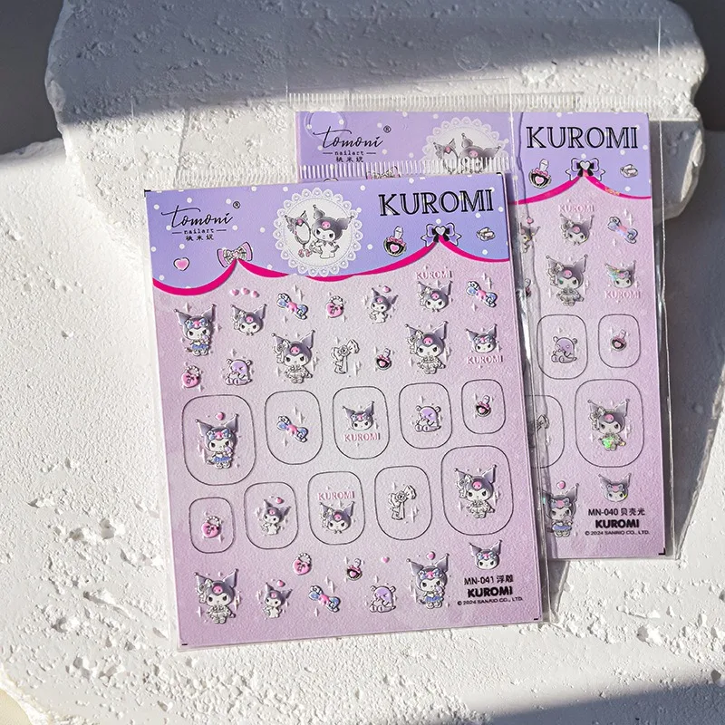 1PCS 5D Purple Charm Kuromi Nail Sticker Sanrio Nail Art Decoration Versatile Rebellious Ghostly Kuromi Image Girls Sticker