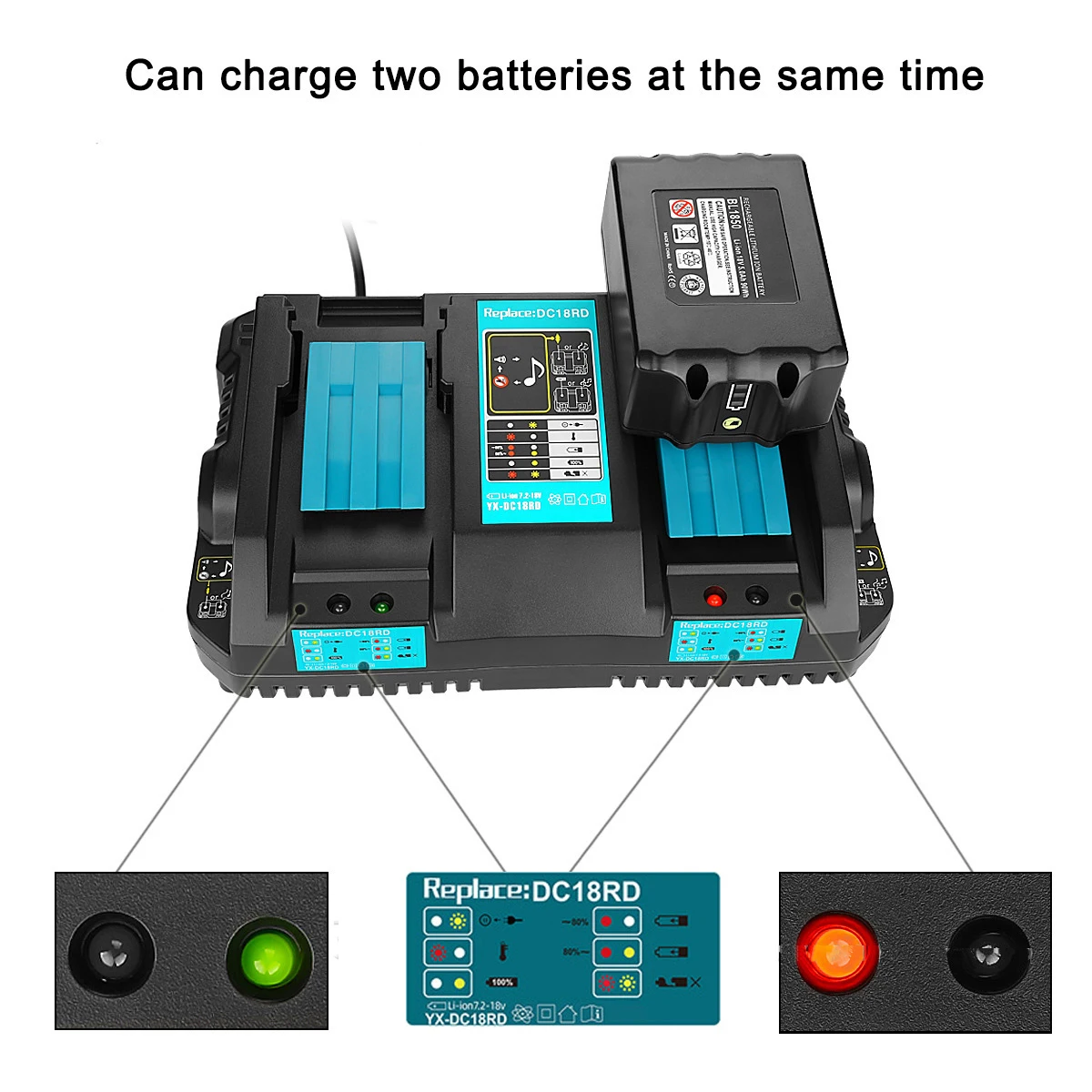 Li-ion Battery Charger for Makita Battery Charger 18V 14.4V BL1860, BL1850, BL1840, BL1830, BL1820, BL1415, BL1440 DC18RC 3A