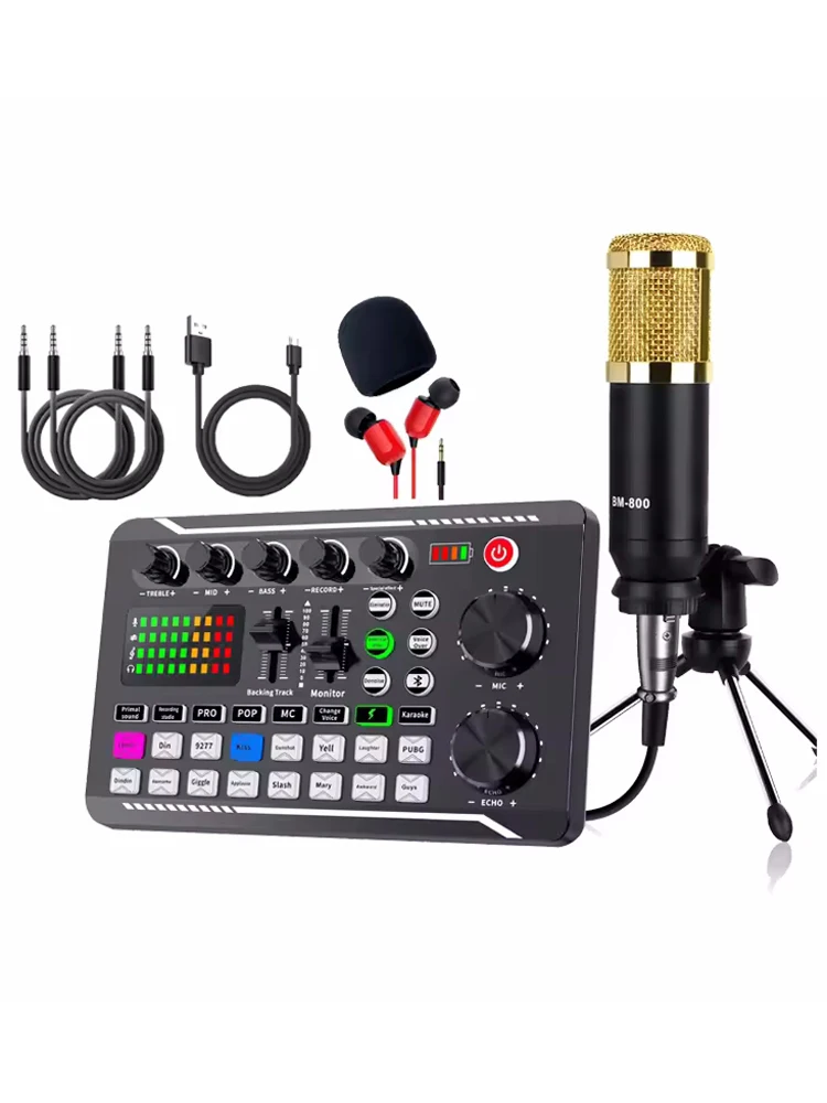 Professionelles Mikrofon, kabelloser Soundmixer, Bluetooth-Stimmenwandler für PC, Kondensator, USB, kabelgebunden, digitale Live-Soundkarte