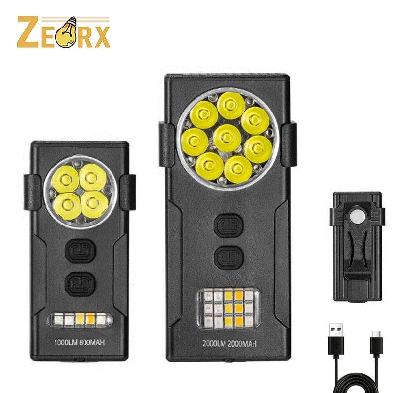 ضوء عمل مغناطيسي قابل لإعادة الشحن، 2000 لومن EDC مصباح جيب مسطح نحيف لإصلاح السيارات والسفر والمشي لمسافات طويلة والتخييم في حالات الطوارئ #1