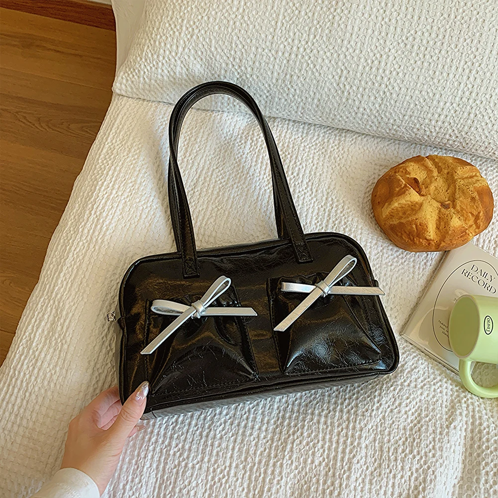 المرأة ربطة القوس فيونكة حقيبة كتف موضة بولي Leather حقيبة جلدية كروسبودي بلون حقيبة هوبو لقضاء عطلة السفر حقيبة الإبط
