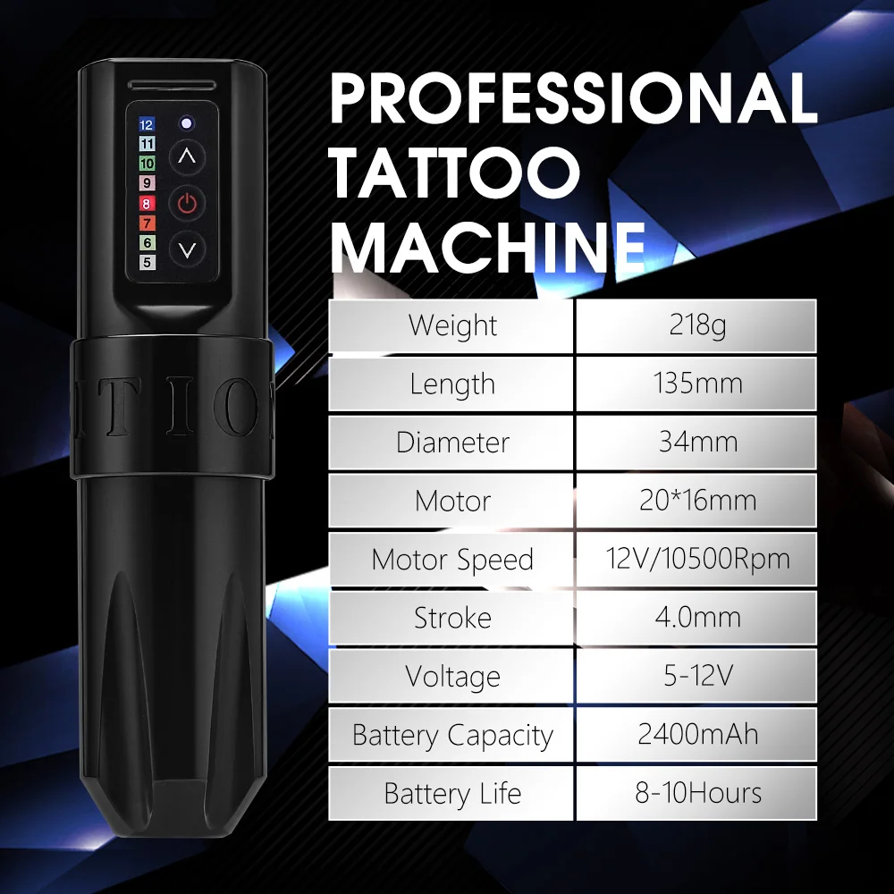 T-Rex Professional Wireless Tattoo Machine Rotating Tattoo Box Pen Customized Coreless Motor 2400mAh Battery for Body Art Tattoo