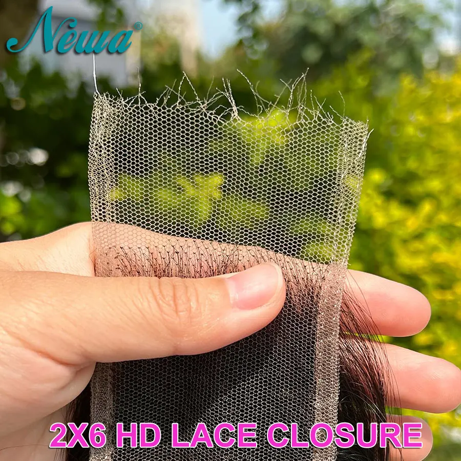 Newa Hair 2x6 Invisible HD Lace Closure Straight Hair 100% Human Hair 6inch Deep Part Human Hair Closure Pre Plucked Body Wave