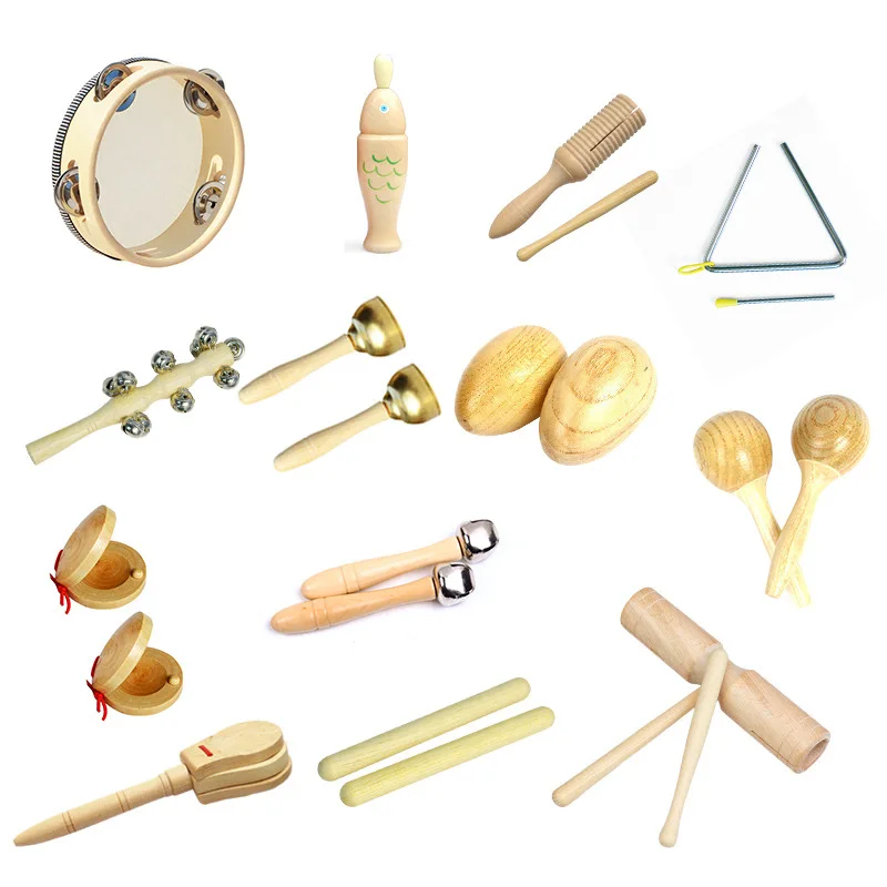 Sonajeros de madera para bebés, juego de agarre, juguete de dentición para niños, campana de cama, martillo de arena, juguete educativo, instrumentos musicales para niños