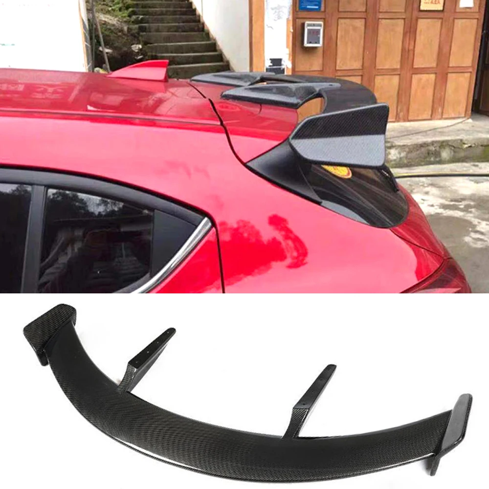 Carbon Fiber / FRP Rear Roof Spoiler Window Lip Wing for Mazda 3 Axela Hatchback 2014 - 2019 Rear Roof Spoiler Tail Wing Lid