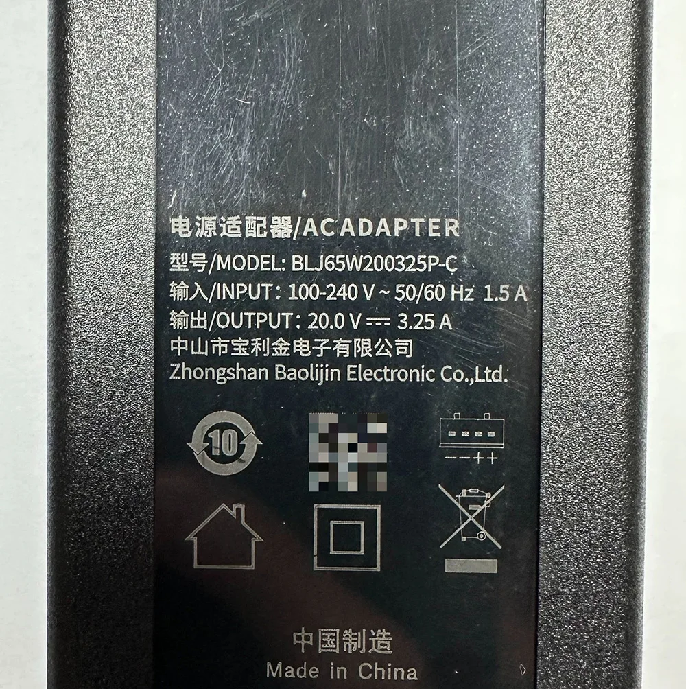 Original BLJ65W200325P-C AC Adapter 20V 3.25A 65W Charger for Vacuum Cleaner Power Supply