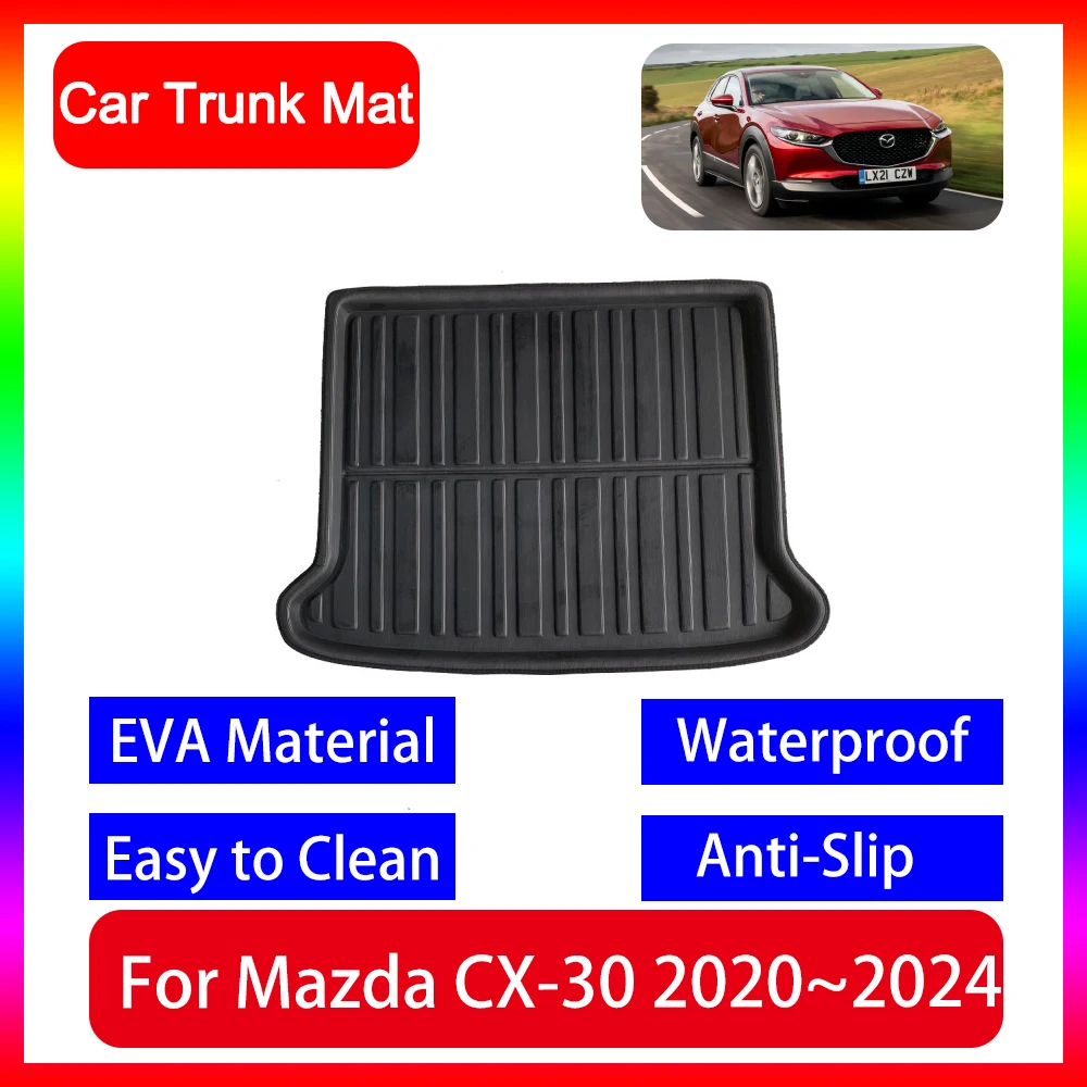 Anti-slip Waterproof Trunk Mat For Mazda CX-30 CX30 CX 30 DM 2020 2021 2022 2023 2024 Car Carbon Fiber Dashboard Panel Patch