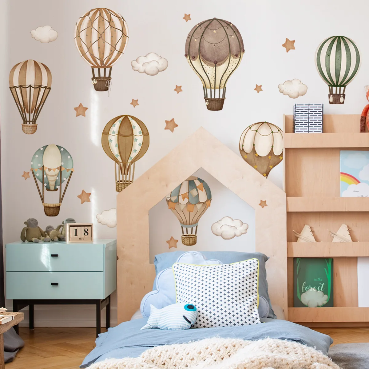 

Hot Air Balloon & Cloud Wall Decals - Removable Starry Sky Stickers for Whimsical Home & Shop Decor