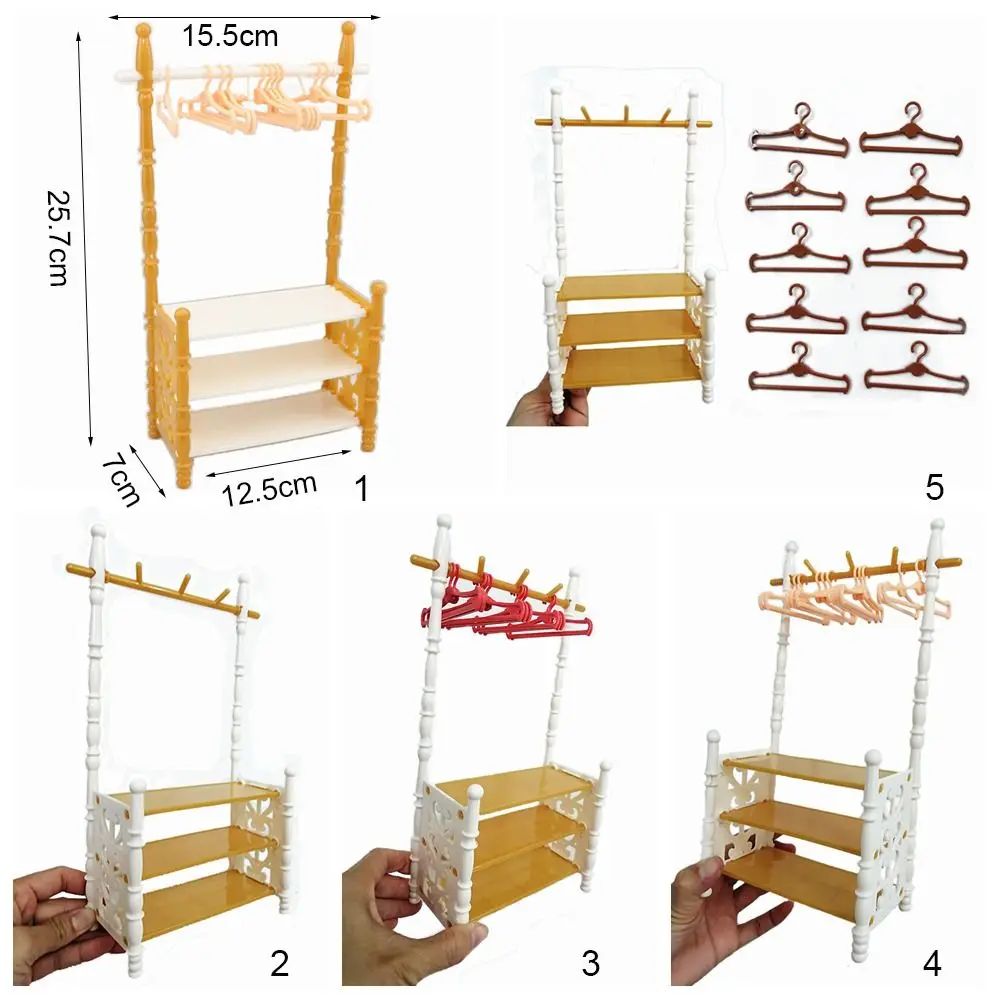 Multicolor Doll Clothes Rack Plastic Dolls Accessories Dollhouse Furniture Organization Playing House Mini Cloth Organizer