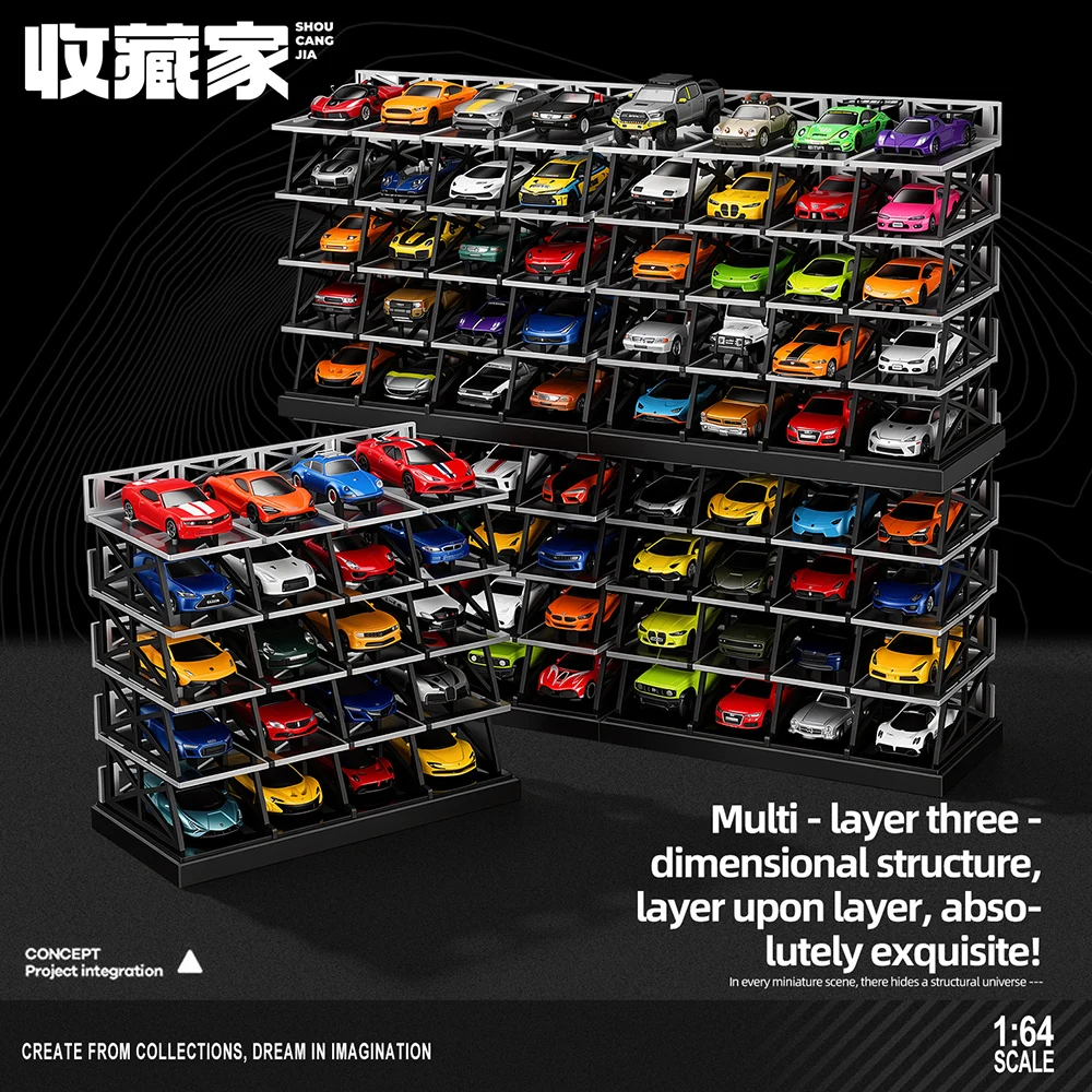 1/64 DIY Parking Garage Model Kit – 5-Layer& 3-Layer Assemble Building Set, Diorama Display Scene for Collection (Without Car)