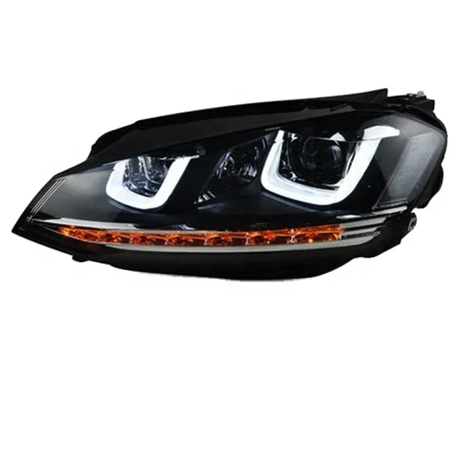 Headlight assembly 7.5 modified double U xenon LED daytime running lights automatic lens for 14-20 models Golf 7 GTI version