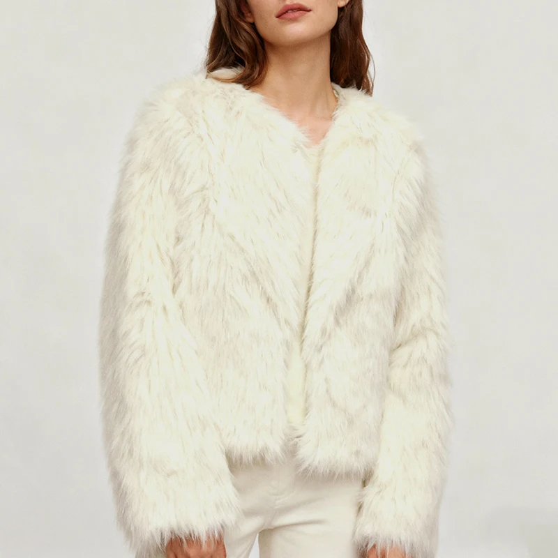 

Зимнее женское пальто из искусственного меха, толстое, теплое, с длинными рукавами, кардиган, куртка, верхняя одежда для вечерних мероприятий, модная новинка