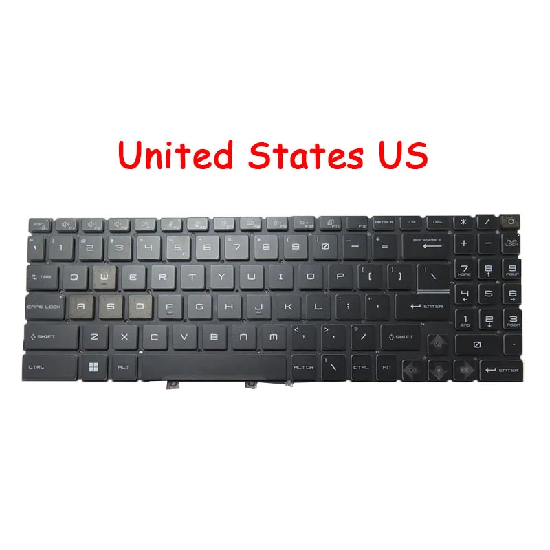 

Laptop 4-Zone RGB Backlit Keyboard For MSI Cyborg 15 AI A1V A1VFK A1VEK MS-15K2 United States US Black