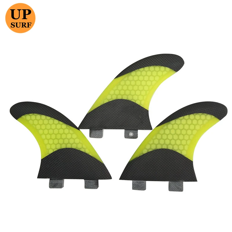 

UPSURF Double Tabs L Fin Surfboard Honeycomb Wake Board Yellow Color 3 pieces per set Surf Fins Swimming Accessories