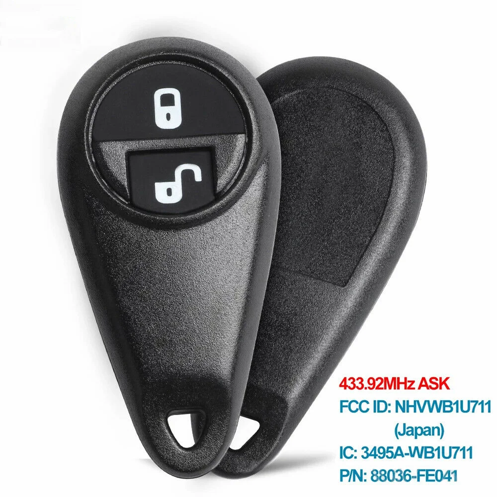 

KEYECU Replacement 2BUTTON For Subaru Forester Impreza 2005 2006 2007 2008 433MHz Remote Key Fob NHVWB1U711 Japan 88036-FE041