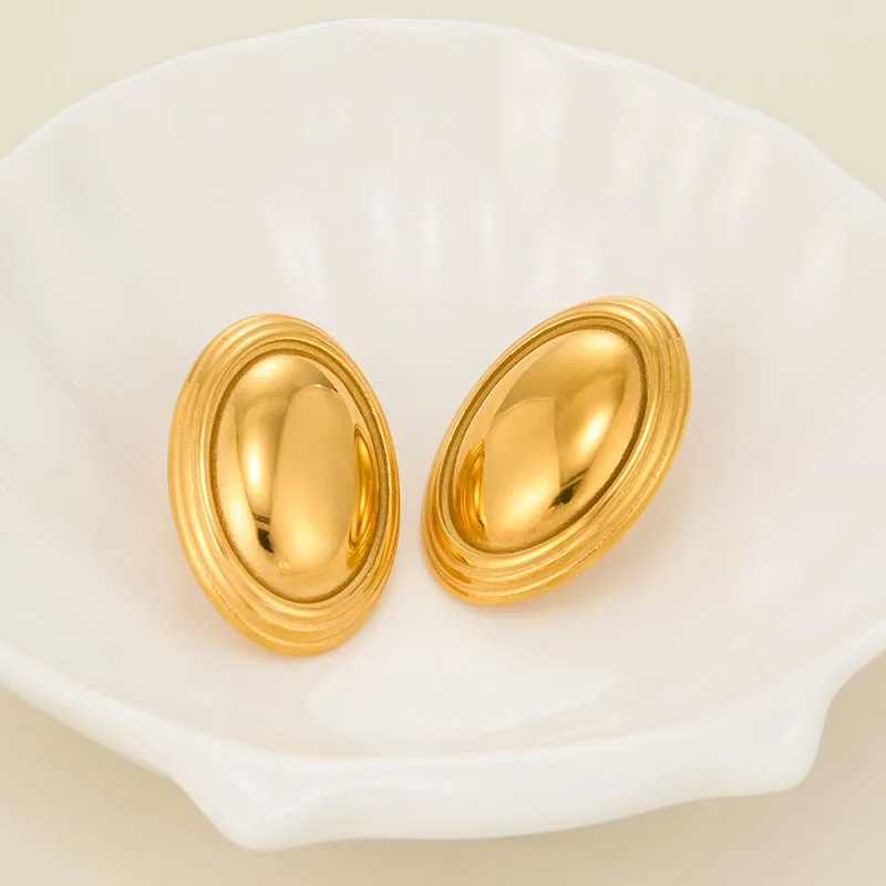 أقراط بيضاوية الشكل للنساء أقراط هندسية مجوهرات من صلب لا يصدأ مجوهرات مقاومة للماء جديدة في عام 2026