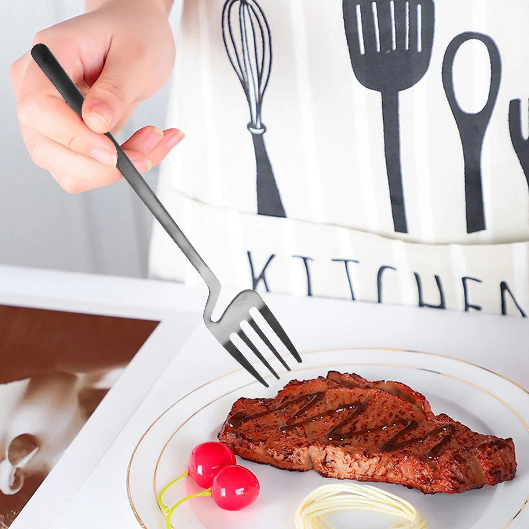 Matte Cutlery Set,Stainless Steel Dinner Tableware,Flatware Set,Knife Fork Spoon Dinnerware Set Party Set(4 PCS)-B09B