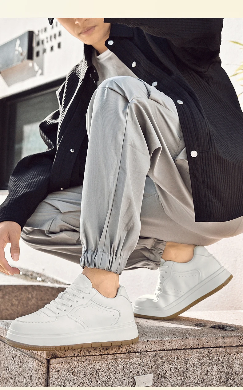 New Height-increasing Shoes for Men: 10CM-8CM-6CM Invisible Height-increasing Sports Shoes, White Sports Shoes, Large Size 37-44