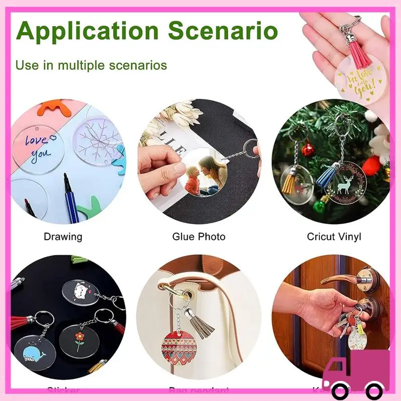 

Compact Acrylic Transparent Key Ring Set Key Fob Clear Acrylic Blank Pendants With Tassels Key Ring Jump Rings