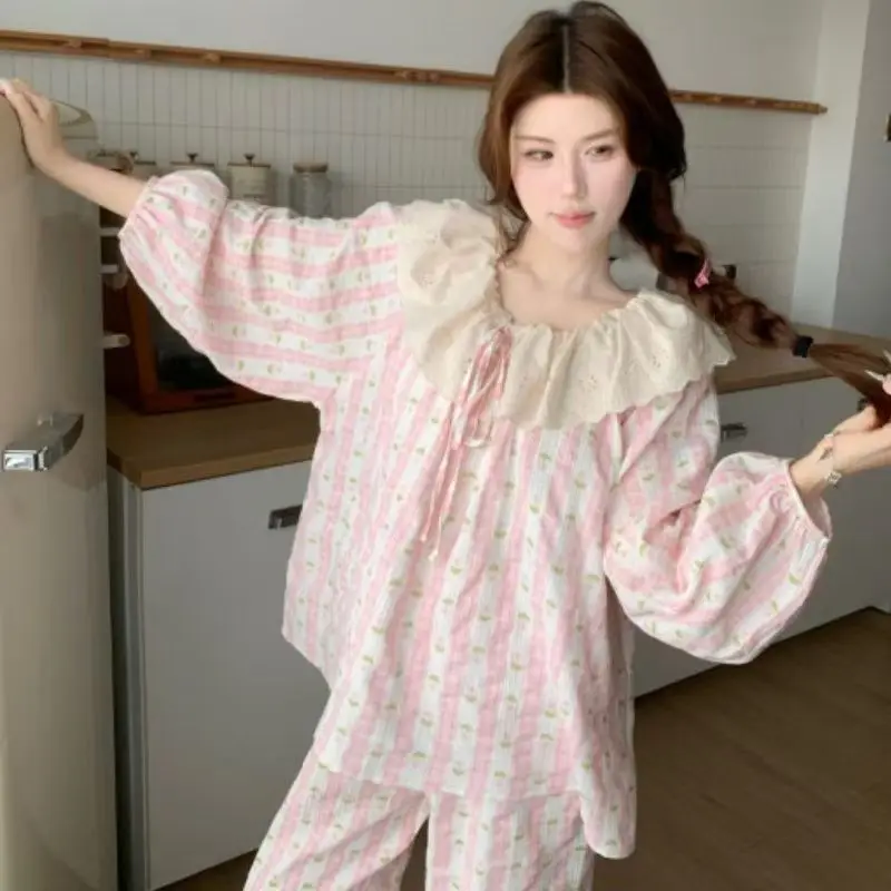 

Pajama Bamboo Sets Women Cotton Like Festival Themed Style Natural Fabric Skin-Friendly Moisture Absorbing V Neck Cap Sleeve Ins