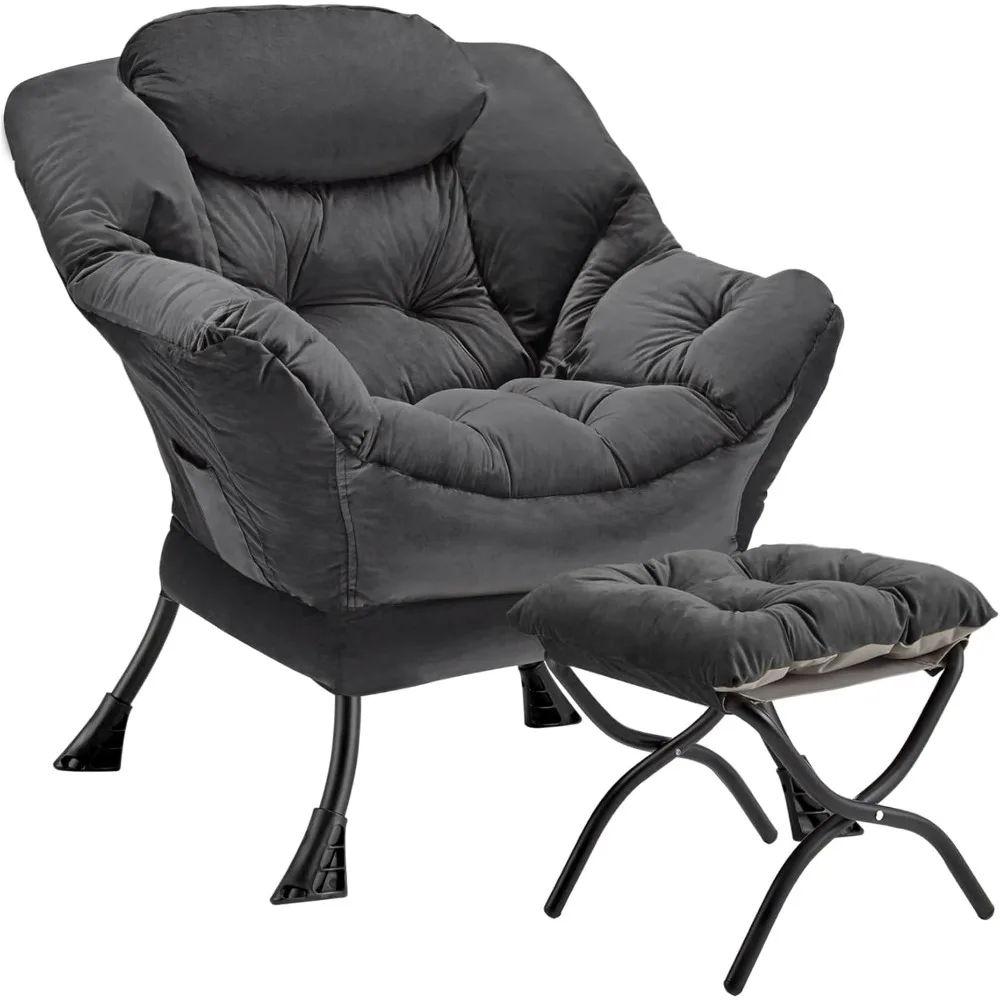 

Chair with Folding Ottoman Modern Large Accent Chair,Contemporary Lounge Leisure Sofa Chair with Armrests Upholstered Sofa