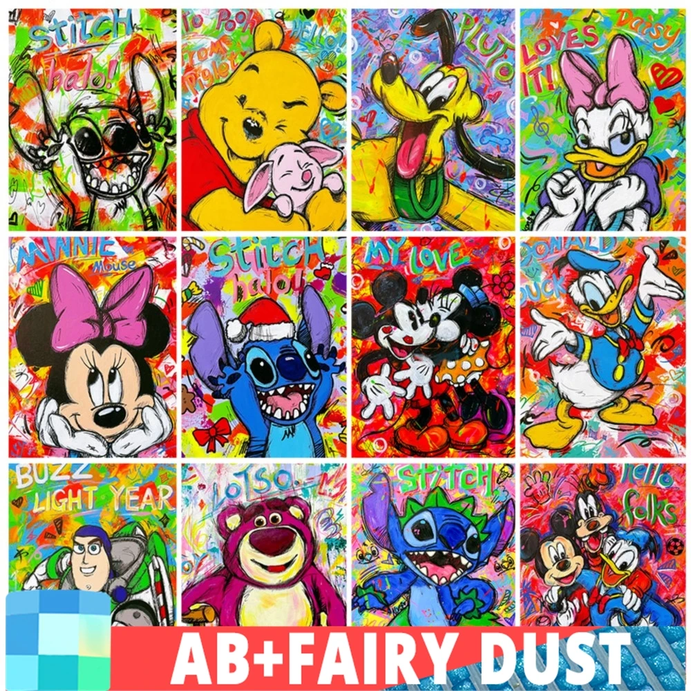 الجنية الغبار AB ديزني الماس اللوحة الكتابة على الجدران الفن 5D التطريز ميكي ماوس الفسيفساء عبر عدة خياطة ديكور المنزل الاطفال الهدايا