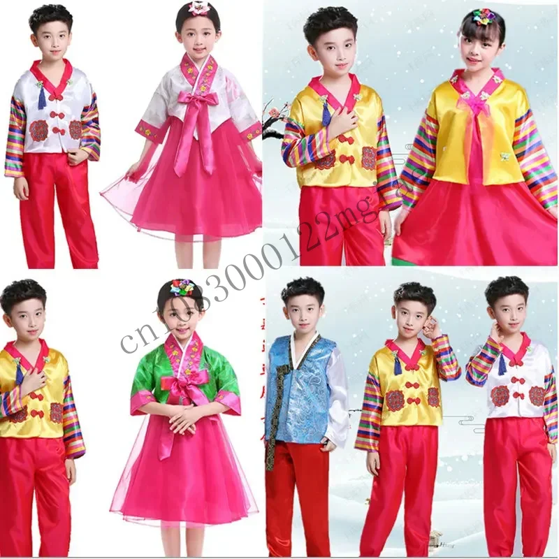 

Traditional Korean Dance Stage Costumes Girls Hanbok Wedding Dress Kids Children Performance Asian Clothes Party Festival CMM221